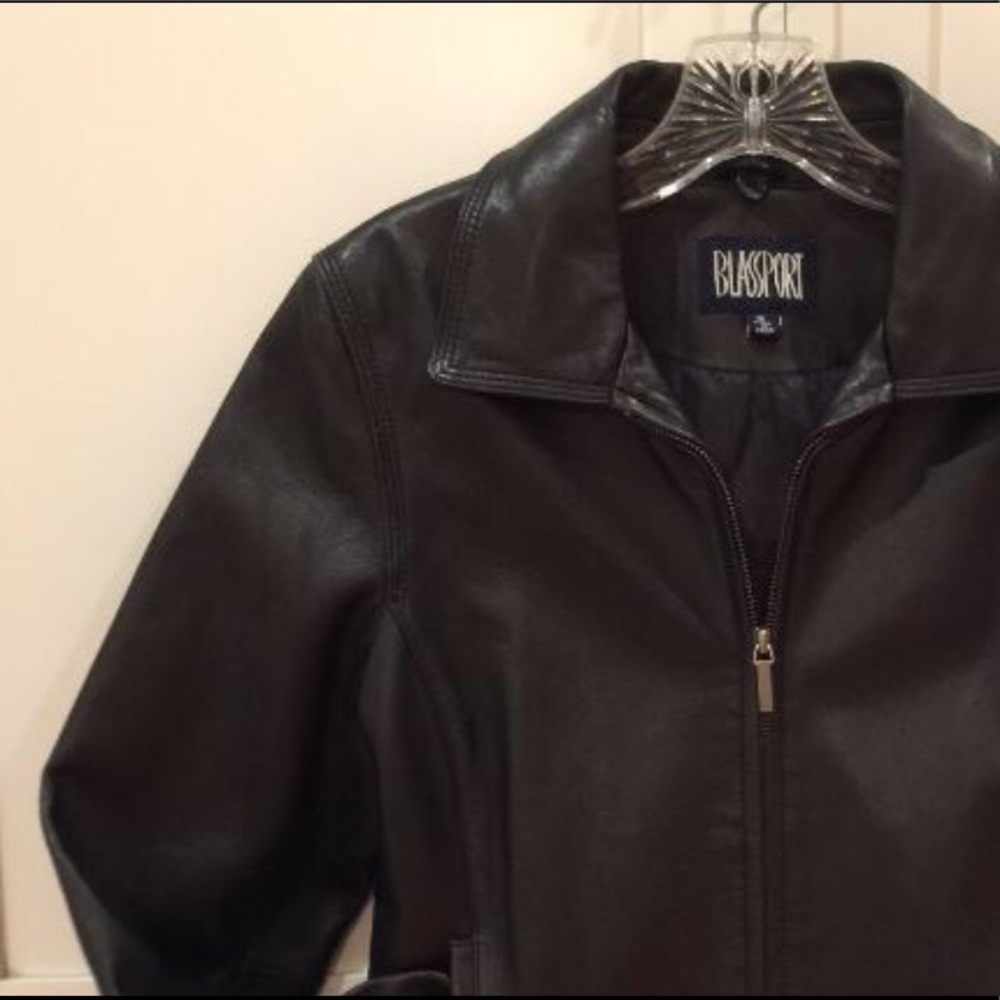 Bill Blass Black Leather Jacket, size Small